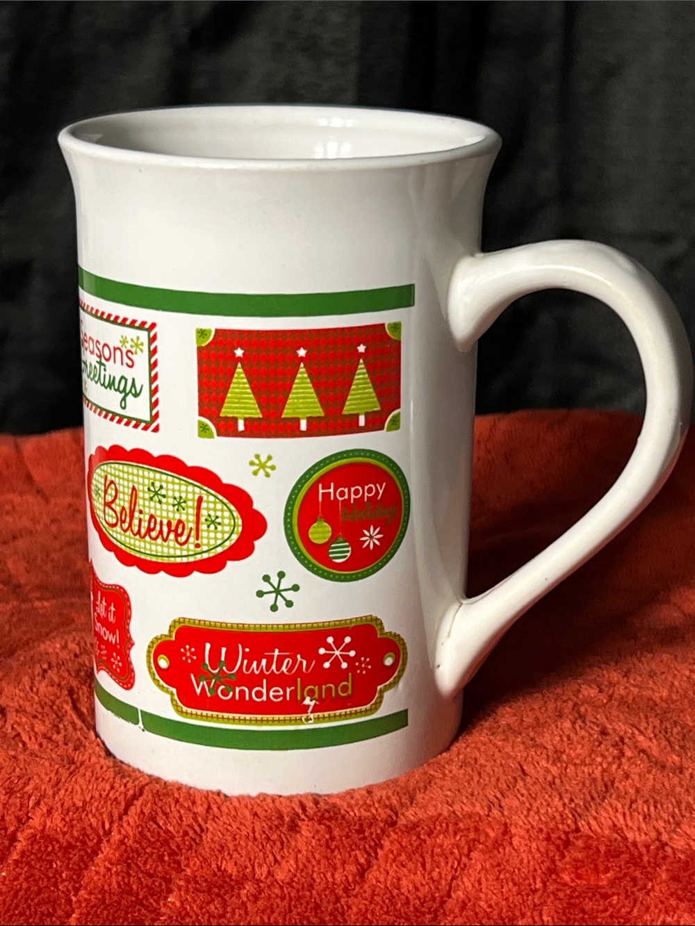 Royal Norfolk Festive Holiday Ceramic Mug with Red & Green Graphics